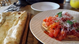 Left: Garlic naan Right: Tomato and basil Bruschetta